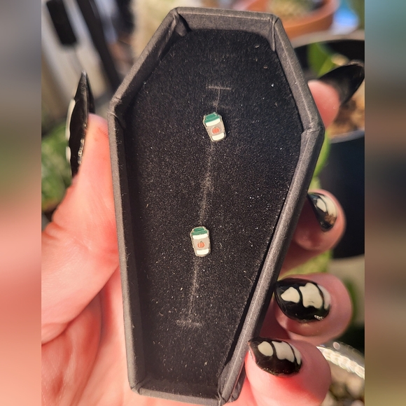 Cords Club flatback studs - pumpkin spice latte - silver - Picture 2 of 3